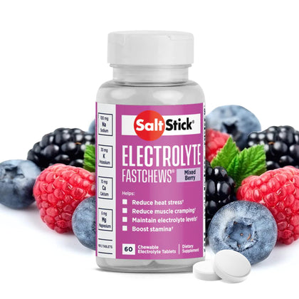 SaltStick Electrolyte FastChews - Mixed Berry Chewable Electrolyte Tablets - Salt Tablets for Runners, Electrolyte Chews for Hydration - 60 Count