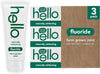 Hello Naturally Whitening Fluoride Toothpaste, Natural Peppermint Flavor and Tea Tree Oil, Peroxide Free, Gluten Free, SLS Free, 3 Pack, 4.7 OZ Tubes