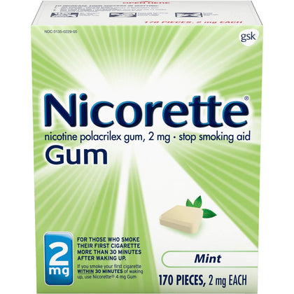 Nicorette 2mg Nicotine Gum to Quit Smoking - Mint Flavored Stop Smoking Aid, 170 Count