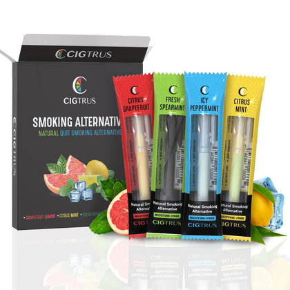 Cigtrus Smokeless Air Inhaler - Natural Smoking Alternative | Tobacco-Free, Nicotine-Free, & Non-Electric | Oral Fixation Relief - Quit Smoking Aid & Stop Vaping Aid | Variety Pack - 4 Flavors