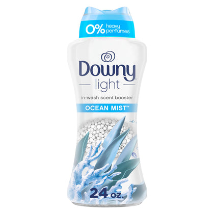 Downy Light In Wash Scent Booster Beads, Ocean Mist Scent, 24 oz Laundry Beads with No Heavy Perfumes