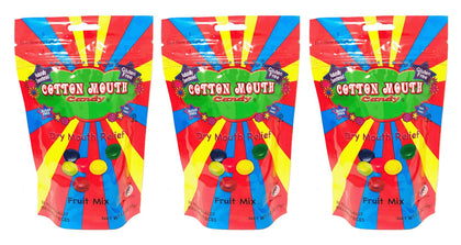 Cotton Mouth Candy Dry Mouth Relief Fruit Mix 3.3 Ounce Bag (3 Bags) | Relieves Dry Mouth & Increases Saliva Production, Sugar Free, Gluten Free, Delicious Fruit Flavor, Individually Wrapped, 30 Ct