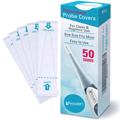 iProven Disposable Probe Covers for Oral Thermometer and Rectal Thermometer, 50 Count - iProven PC-111