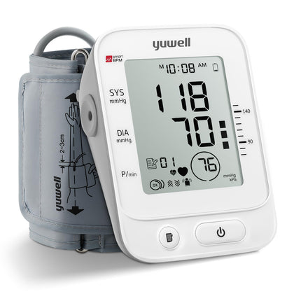 yuwell Blood Pressure Monitor, Large Upper Arm Blood Pressure Cuff, Digital Blood Pressure Machine for Home Use, Large Display, Stores 99 Readings, Voice Broadcasting with Power Adapter and Batteries