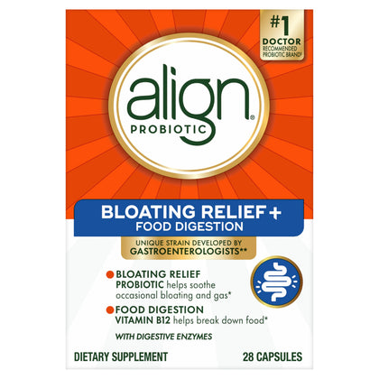 Align Probiotic Bloating Relief + Food Digestion, Probiotics for Women and Men, #1 Doctor Recommended Brand‡, Promotes Digestive Health and Helps Support the Metabolism of Food*, 28 Capsules