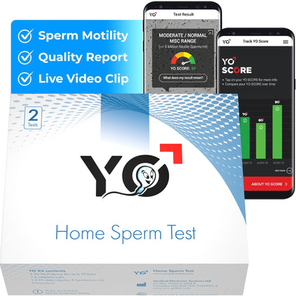 YO Home Sperm Test | at-Home Fertility Test Kit for Men | Check Motile Sperm Concentration with 97% Accuracy | Fast Results Using Your Smartphone | Includes 2 Tests | Private, Convenient, Easy to Use