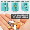 Johnbee Pill Cutter Splitter for Small and Tiny Pills, Larger Pills. Adjustable Pill Splitter Accurately Cuts Multiple Pills at Once. Sharp Blade with Safety Guard. Non-Slip Silicone Edge (Lake Blue)