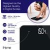 iHome Digital Scale Step-On Bathroom Scale - iHome High Precision Body Weight Scale - 400 lbs, Battery Powered with LED Display - Batteries Included -Great for Home Gym (Black)