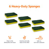 Amazon Basics Heavy Duty Sponges, 6 Count, Yellow/Green