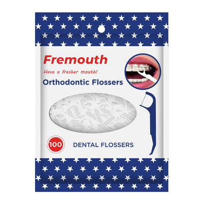 Fremouth Upgraded Orthodontic Flossers for Braces - Ortho Dental Floss Picks, 100 Count (Pack of 1)