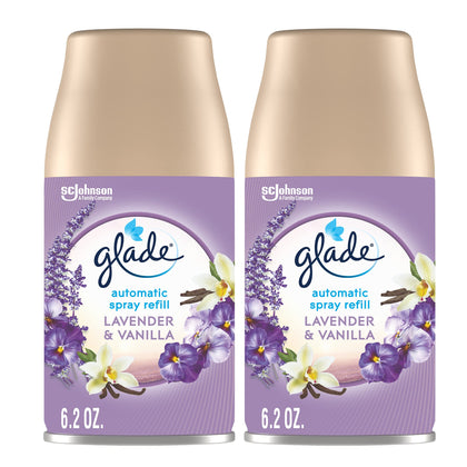 Glade Automatic Spray Refill, Air Freshener for Home and Bathroom, Lavender & Vanilla, 6.2 Oz, 2 Count