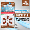 Powermax Size 312 Hearing Aid Batteries, Brown Long Tab for Easy Change, 120 Count