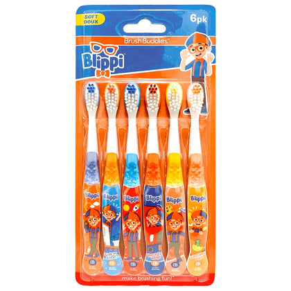 Brush Buddies Blippi Kids Toothbrushes, Manual Toothbrushes for Kids, Toothbrush for Toddlers 2-4 Years, Blippi Childrens Toothbrush, Soft Toothbrushes, 6PK