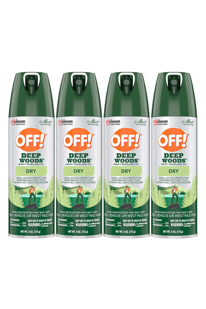 OFF! Deep Woods Insect Repellent Aerosol, Dry, Non-Greasy Formula, Bug Spray with Long Lasting Protection from Mosquitoes, 4 Oz, 4 Count