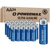 Powermax 24-Count AA Batteries, Ultra Long Lasting Alkaline Battery, 10-Year Shelf Life, Reclosable Packaging