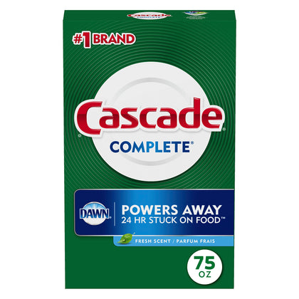 Cascade Complete Powder Dishwasher Detergent, Fresh Scent, 75 oz, White