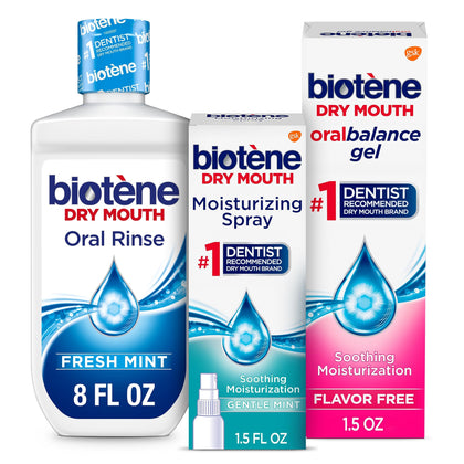 biotène Dry Mouth Management Oral Rinse, Dry Mouth Spray and Moisturizing Gel - 1 Kit