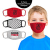 ABG Accessories Boys' 3-Pack Fashionable Protection, Reusable Fabric Face Age 3-7 Masks for Kids, Peace Design