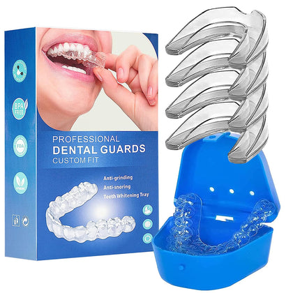 SAMOKA Mouth Guard for Clenching Teeth at Night,4 PCS Custom Moldable Dental Night Guard,Professional Mouth Guard for Grinding Teeth Stops Bruxism(One Size)