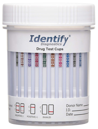 Identify Diagnostics 10 Panel Drug Test Cup - 5 Pack - CLIA Waived Instant Urine Drug Test Kit for AMP,BAR,BZO,COC,MET,MOP/OPI,MTD,OXY,PCP,THC