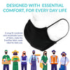 EnerPlex Safety Mask Comfortable 3-Ply Reusable Face Mask - Breathable, Fully Machine Washable Masks for Home Office Work Outdoors - LARGE (3-Pack) - Black.