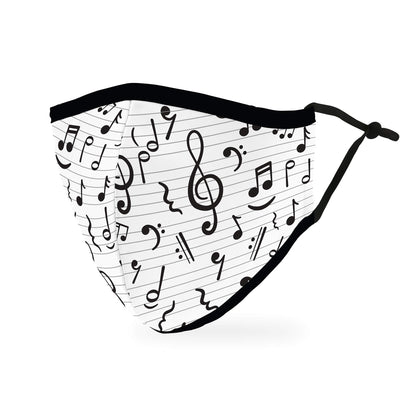 WEDDINGSTAR 3-Ply Adult Washable Cloth Face Mask Reusable and Adjustable with Filter Pocket - Music Notes