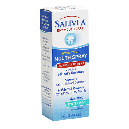 SALIVEA Extra Gentle Dry Mouth Spray - Soothing Mint Mouth Spray with Salivary Enzymes - Moisturizing Mouth Spray to Aid Dry Mouth - Supports Saliva's Natural Defenses - 250 Pumps (1.5oz Bottle)