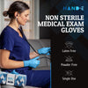 Hand-E Disposable Blue Nitrile Gloves Medium - 100 Count - Kitchen Gloves - Powder Free, Latex Free Medical Exam Gloves with Textured Grip Fingertips - Cleaning, Salon, Painting