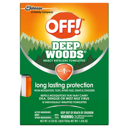 OFF! Deep Woods Insect Repellent Towelettes, 12 Count (Pack of 1)