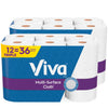 Viva Multi-Surface Cloth Paper Towels, 12 Triple Rolls, 165 Sheets Per Roll (2 Packs of 6)