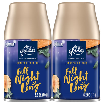 Glade Automatic Spray Refill, Air Freshener for Home and Bathroom, Fall Night Long, 6.2 Oz, 2 Count