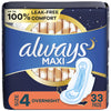 Always Maxi Overnight Pads with Wings, Size 4, Overnight, Unscented, 33 CT