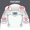 Taylor Digital Bathroom Scale, Highly Accurate Body Weight Scale, Instant On and Off, 400 lb, Sturdy Clear Glass with Chrome Finish Base