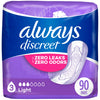 Always Discreet Adult Incontinence Pads for Women, Light Absorbency, Regular Length, Postpartum Pads, 30 Count x 3 Packs (90 Count Total)