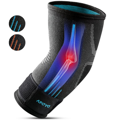 APOYO Elbow Brace for Tendonitis and Tennis Elbow, Compression Sleeve for Arthritis, Workouts, Reduce Joint Pain During Fitness Activity (Large)