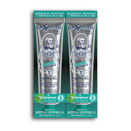 Dr. Sheffield’s Certified Natural Toothpaste (Wintergreen) - Great Tasting, Fluoride Free Toothpaste/Freshen Your Breath, Whiten Your Teeth, Reduce Plaque (2-Pack)