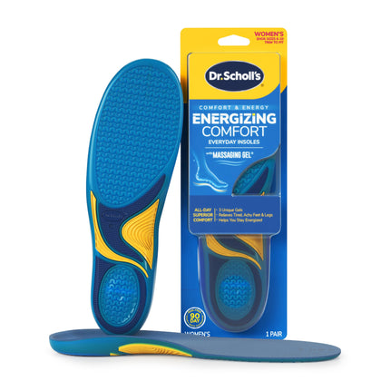 Dr. Scholl’s Energizing Comfort Women’s Everyday Insoles with Massaging Gel - Clinically Proven, All-Day Energy and Comfort Inserts with Patented Triple Gel Design - Shock Absorbing, Arch Support