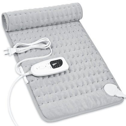 Heating Pad-Electric Heating Pads for Back,Neck,Abdomen,Moist Heated Pad for Shoulder,Knee,Hot Pad for Arms and Legs,Dry&Moist Heat & Auto Shut Off(Light Gray, 12''×24')