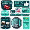 Keto Candy MCT Oil Keto Gummies with Collagen - Pre Workout Keto Gummy Energy Chews - Physical and Mental Energy, Low Carb, Low Calorie Best Keto Gummies - 60 Cherry Healthy Keto Food Collagen Chews