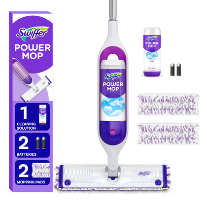 Swiffer PowerMop Multi-Surface Mop Kit for Floor Cleaning, Fresh Scent, Mopping Kit Includes PowerMop, 2 Mopping Pad Refills, 1 Floor Cleaning Solution with Fresh Scent and 2 Batteries