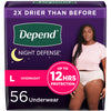 Depend Night Defense Adult Incontinence & Postpartum Bladder Leak Underwear for Women, Disposable, Overnight, Large, Blush, 56 Count (4 Packs of 14), Packaging May Vary