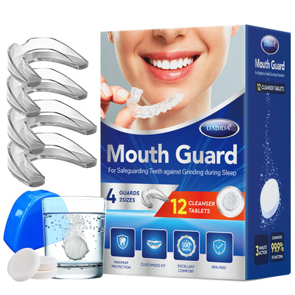 DABIDA Mouth Guard for Grinding Teeth at Night, Teeth Grinding Mouth Guard for Sleep, Sleep Mouth Guard, Mouthguards for Grinding of Teeth, Night Guards for Teeth Grinding with 12 Cleaning Tablets