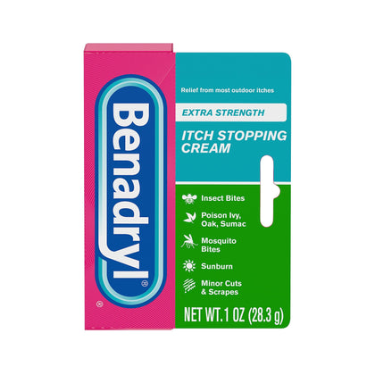 Benadryl Extra Strength Anti-Itch Topical Cream with 2% Diphenhydramine HCI for Itch Relief of Outdoor Itches Associated with Poison Ivy, Insect Bites & More, 1 fl oz