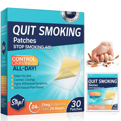 Quit Smoking Patches Step 1, 21mg Stop Smoking Aid, Transdermal System Patch, Quit Smoking Stickers, 30 Count, Easy and Effective to Help Control Smoking Cravings That Work with 2 Weeks