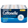 Cottonelle Ultra Clean Toilet Paper with Active CleaningRipples Texture, 24 Family Mega Rolls (24 Family Mega Rolls = 132 Regular Rolls) (4 Packs of 6), 353 Sheets Per Roll, Packaging May Vary