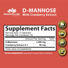 NaturaLife Labs A Higher Standard D-Mannose 1,300 mg with Cranberry Extract Fast-Acting, Flush Impurities, Urinary Tract Health- 100 Veggie Capsules