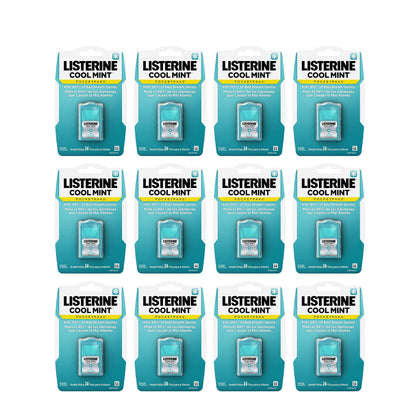 Listerine Cool Mint PocketPaks Portable Breath Strips for Bad Breath, Fresh Breath Strips Dissolve Instantly to Kill 99% of Bad Breath Germs* On-The-Go, Cool Mint, 24-Strip Pack, 12 Pack