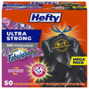 Hefty Ultra Strong 30 Gallon Trash Bags, Black Large Trash Bags 30 Gallon Size, Multipurpose, Break Resistant Drawstring Closure, Resists Leaks, Punctures, and Tears, Black, Fabuloso Scent, 50 Bags