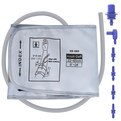 XXL Blood Pressure Cuff Compatible with Omron 9”-24” (22-60CM), Extra Large BP Replacement Cuff for Big Arms - Includes 6 Connectors