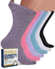 Pembrook Ribbed Knit Bamboo Viscose Diabetic Socks for Women - 6 Pairs | Crew Neuropathy Socks | Black, White, Light Blue, Blue, Purple, Pink | Diabetic Socks for Women Size 9-11